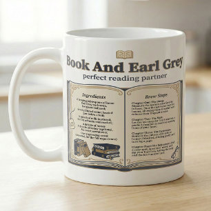 Boek en Earl Grey Thee Recept Koffiemok