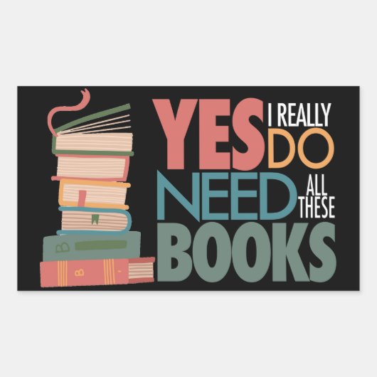 Boek- en leesliefde rechthoekige sticker (Voorkant)