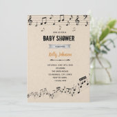 Boek- en muziek showerfeest kaart (Staand voorkant)