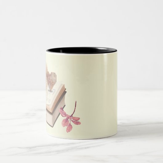 boek esthetiek met hartkaart & botanisch tweekleurige koffiemok (Center)