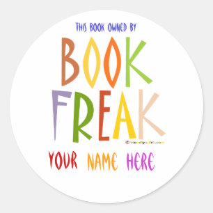 Boek Freak Bookplate Ronde Sticker