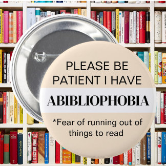 Boek gekke Abibliofobie boekenwurm lezen boeken Ronde Button 5,7 Cm