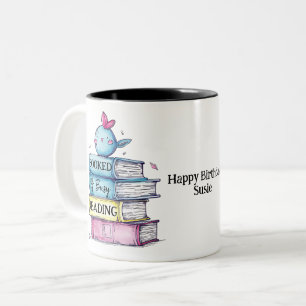 Boek gereserveerd & druk leesmok Grappige introv Tweekleurige Koffiemok