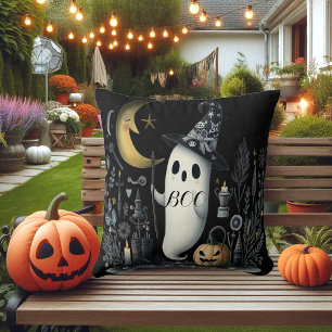 Boek Halloween Ghost Black Night Half Moon Jack Fu Kussen