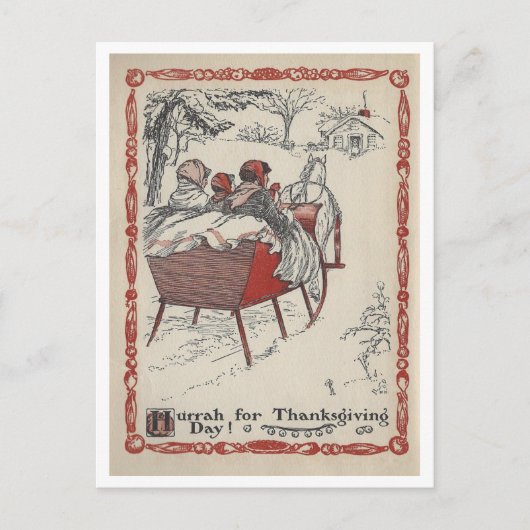  boek illustratie Thanksgiving slee rit Briefkaart (Voorkant)