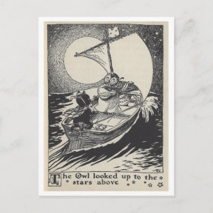 boek Illustratie Uil in zeilboot Briefkaart