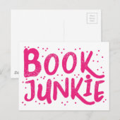 boek junkie in roze briefkaart (Voorkant / Achterkant)