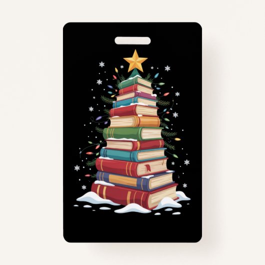 Boek Kerstboom Boek Liefhebber Librarian Badge (Voorkant)