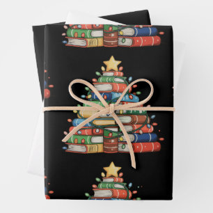 Boek Kerstboom Lichten Leraar Bibliothecaris Lees Inpakpapier Vel