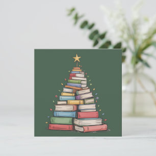 Boek Kerstboom Retro Boekenwurm Bibliotheek  Feestdagenkaart