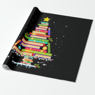 boek kerstboomgaard kerst bibliothecaris cadeaupapier