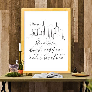 Boek Koffie Chocolade Liefhebber Chicago Outline D Poster