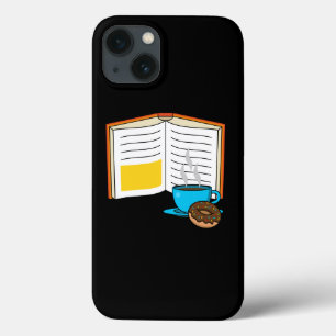 Boek Koffie en Donut Cartoon iPhone 13 Hoesje