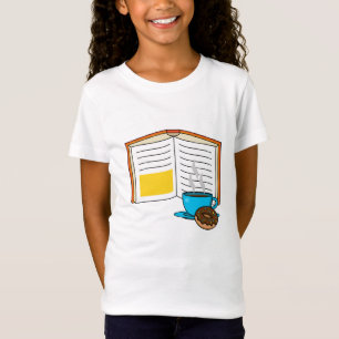 Boek Koffie en Donut Cartoon T-shirt