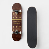 boek leder Brown en Gold Damask Patroon Skateboard (Voorkant)