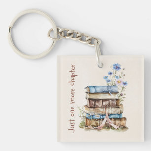 Boek Liefhebber Gift met Bloemen Boek Stack Sleutelhanger