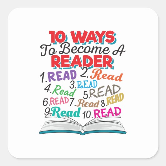Boek Lover 10 manieren om lezer te worden Vierkante Sticker (Voorkant)