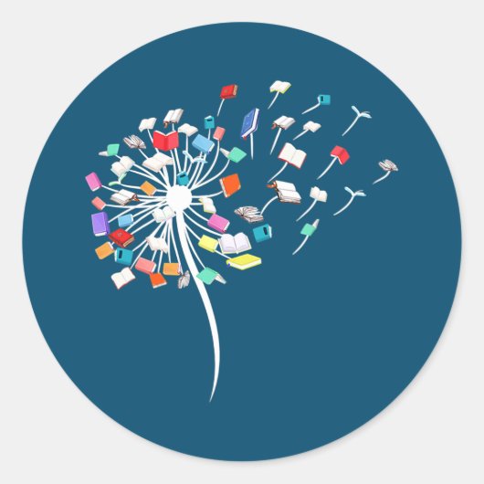 Boek Lover Dandelion Librarian Teacher Ronde Sticker (Voorkant)