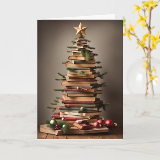 Boek Lover Xmas Tree Kaart (Gele Bloem)