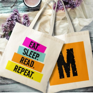 Boek Lover's Eat Sleep Lees Monogram herhalen Tote Bag
