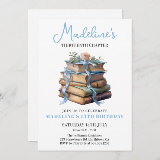 Boek Meisje Verjaardag Kaart (Voorkant / Achterkant)