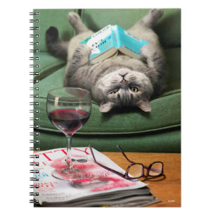 Boek met cat-lezen onderaan notitieboek