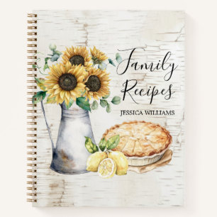 Boek met landelijke zonnebloemfamilierecepten