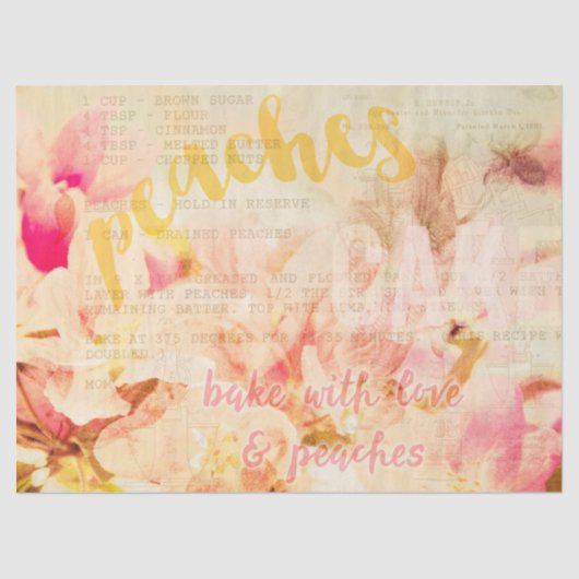 Boek met liefde en perziken collage tissuepapier (Voorkant)