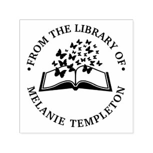 Boek met Vlinders Bibliotheek Boeknaam Zelfinktende Stempel