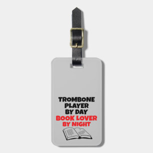 Boek minnaar trombone speler bagagelabel