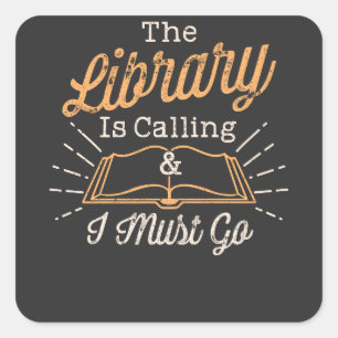 Boek Nerd - de bibliotheek roept Vierkante Sticker