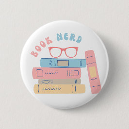 Boek Nerd Meisje Retro Design Ronde Button 5,7 Cm