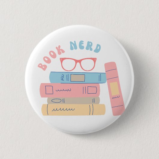 Boek Nerd Meisje Retro Design Ronde Button 5,7 Cm (Voorkant)