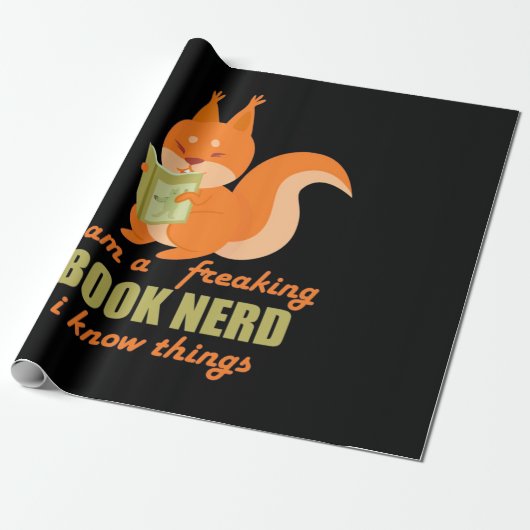 Boek Nerd Squirrel Cadeaupapier (Uitgerold)