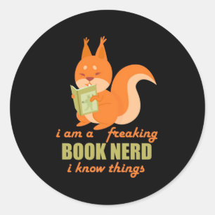 Boek Nerd Squirrel Ronde Sticker