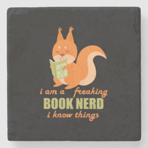 Boek Nerd Squirrel Stenen Onderzetter