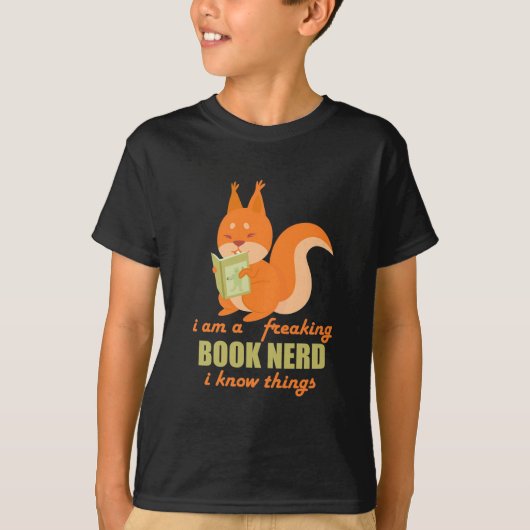 Boek Nerd Squirrel T-shirt (Voorkant)