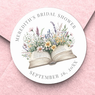 Boek Nieuwe Hoofdstuk Wildflower Bruidsdouche Ronde Sticker