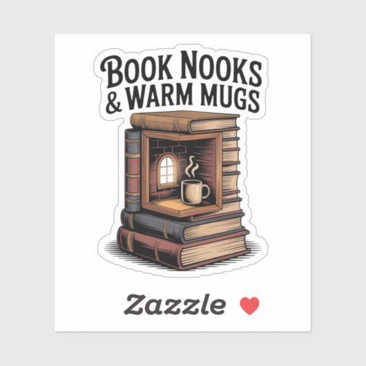 Boek Nook en Warm Mok Gezellig lezen Sticker (Vel)