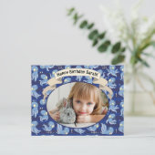 Boek Octopus Blauw Cute Kinderverjaardagsfeest Uit Feestdagenkaart (Staand voorkant)