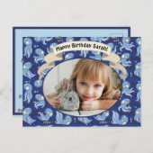 Boek Octopus Blauw Cute Kinderverjaardagsfeest Uit Feestdagenkaart (Voorkant / Achterkant)