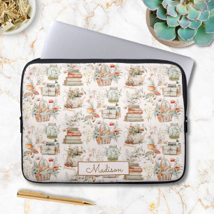 Boek Paddenstoel Bloemen Whimsical Cottagecore pat Laptop Sleeve