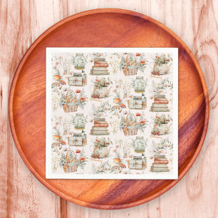 Boek Paddenstoel Bloemen Whimsical Cottagecore pat Servet