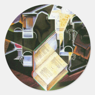 Boek, Pijp en Bril, Juan Gris, Vintage Cubisme Ronde Sticker