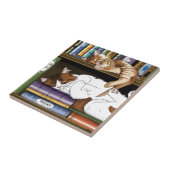 Boek Plank Katten Bibliotheek Tegeltje (Zijkant)