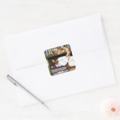 Boek Plank Katten Bibliotheek Vierkante Sticker (Envelop)