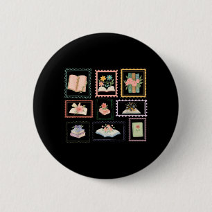 Boek Postzegel Boekachtig Stempel Lezer Liefhebber Ronde Button 5,7 Cm