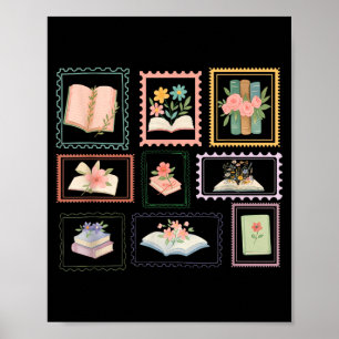 Boek Postzegel Boekerig Postzegel Lezer Liefhebber Poster