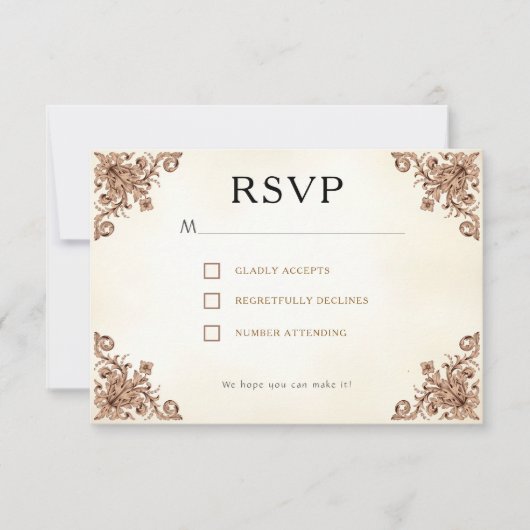 boek sierlijk elegant RSVP kaartje (Voorkant)