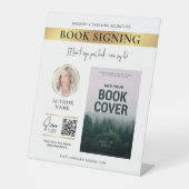 Boek Signing Boek Hoesje Auteur Foto Wit & Goud Reclamebord Met Voetstuk (Voorkant)